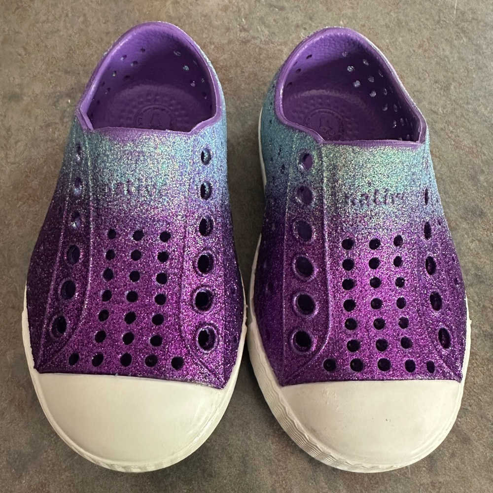 Native Jefferson Purple/Blue glitter shoes